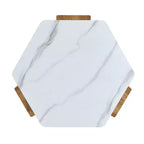 Table Basse MAYEERTY Plateau en Faux Marbre Base en Bois Triangulaire, 79 cm
