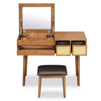 Whisen Coiffeuse Classique en Bois avec Miroir Rabattable et Tabouret