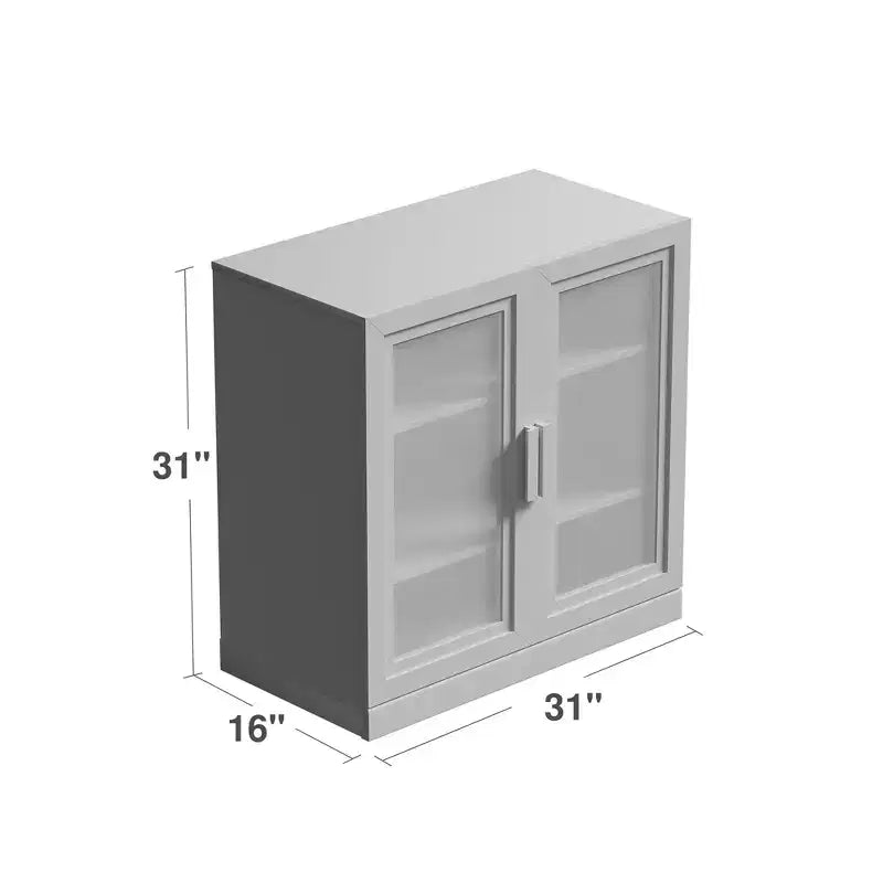Meuble d'appoint en bois PexFix 31x31x16 avec étagère réglable, meuble de rangement, porte vitrée noire