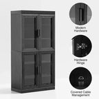 Meuble d'appoint en bois PexFix 31x31x16 avec étagère réglable, meuble de rangement, porte vitrée noire