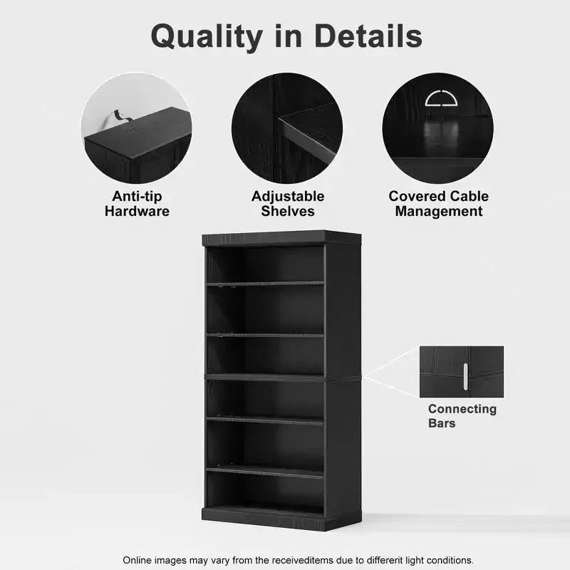 PexFix 31x31x16 Meuble d'appoint en bois avec étagère réglable Meuble de rangement sans porte Noir