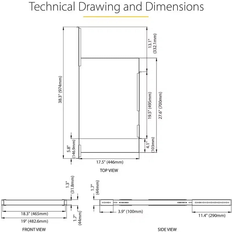 Tablette de rack 1U à usage intensif StarTech.com - Profondeur réglable - Modèle ADJSHELFHD