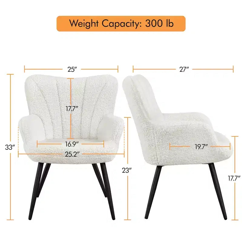Yaheetech Lot de 2 Chaises d'Appoint Modernes Plissées à Dossier Courbé en Tissu pour Salon Salle à Manger Chambre à Coucher