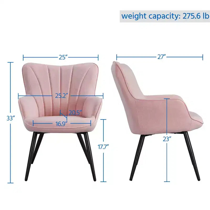 Yaheetech Lot de 2 Chaises d'Appoint Modernes Plissées à Dossier Courbé en Tissu pour Salon Salle à Manger Chambre à Coucher