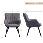Yaheetech Lot de 2 Chaises d'Appoint Modernes Plissées à Dossier Courbé en Tissu pour Salon Salle à Manger Chambre à Coucher