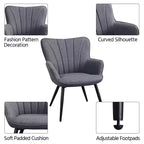 Yaheetech Lot de 2 Chaises d'Appoint Modernes Plissées à Dossier Courbé en Tissu pour Salon Salle à Manger Chambre à Coucher