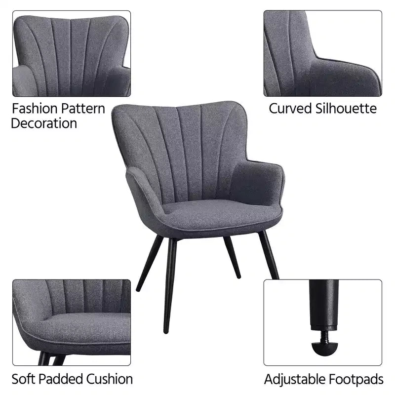 Yaheetech Lot de 2 Chaises d'Appoint Modernes Plissées à Dossier Courbé en Tissu pour Salon Salle à Manger Chambre à Coucher