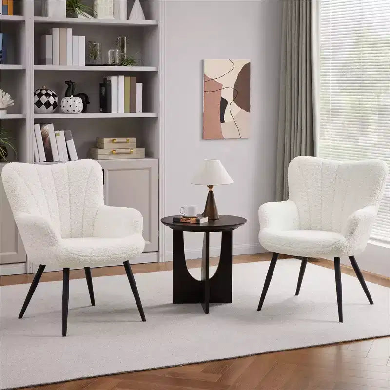 Yaheetech Lot de 2 Chaises d'Appoint Modernes Plissées à Dossier Courbé en Tissu pour Salon Salle à Manger Chambre à Coucher
