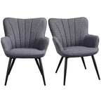 Yaheetech Set of 2 Modern Pleated Curved Back Fabric Accent Chair Living Room Dining Room Bedroom