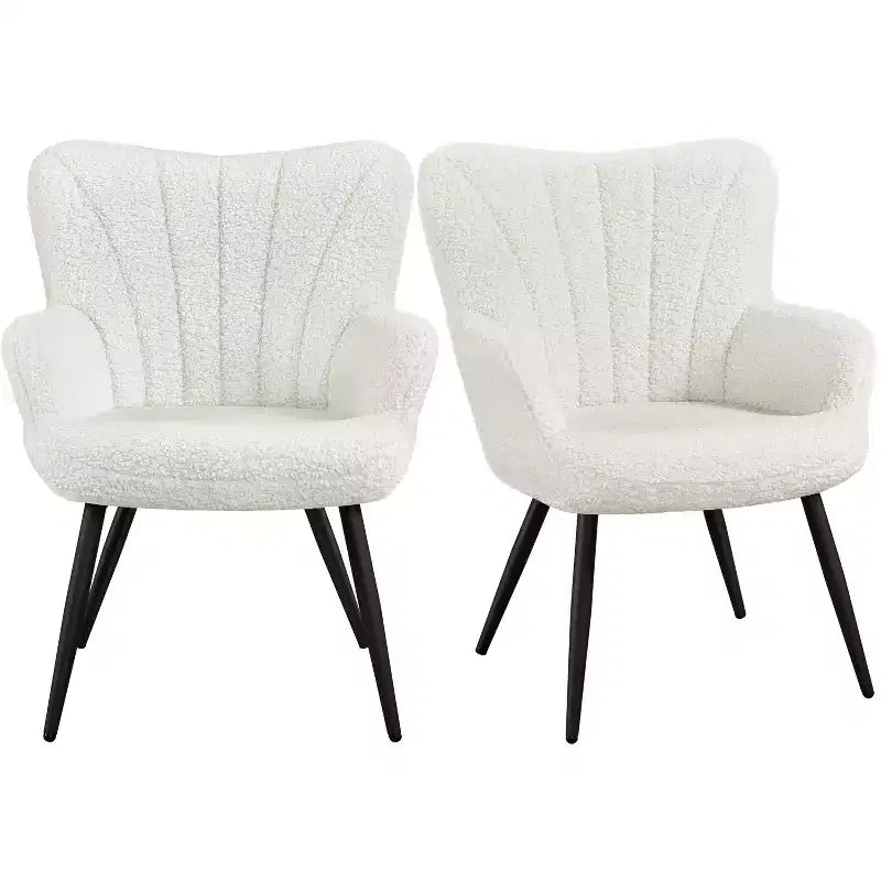 Yaheetech Lot de 2 Chaises d'Appoint Modernes Plissées à Dossier Courbé en Tissu pour Salon Salle à Manger Chambre à Coucher
