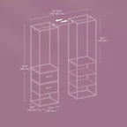 Armoire autoportante Robuste portant pour vêtements de 180 cm avec 1 tringle extensible, 2 tiroirs et 4 étagères, Marron rustique