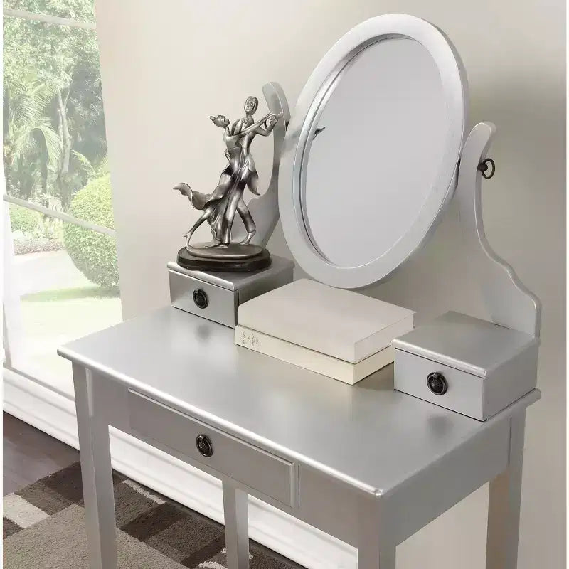 Moniys Wood Moniya Maquillage Coiffeuse et Chaise, Bleu