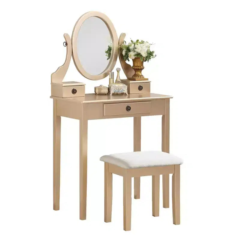 Moniys Wood Moniya Maquillage Coiffeuse et Chaise, Bleu