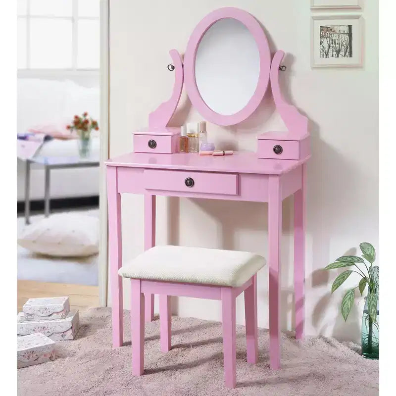 Moniys Wood Moniya Maquillage Coiffeuse et Chaise, Bleu
