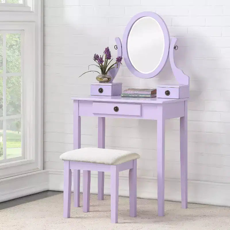 Moniys Wood Moniya Maquillage Coiffeuse et Chaise, Bleu