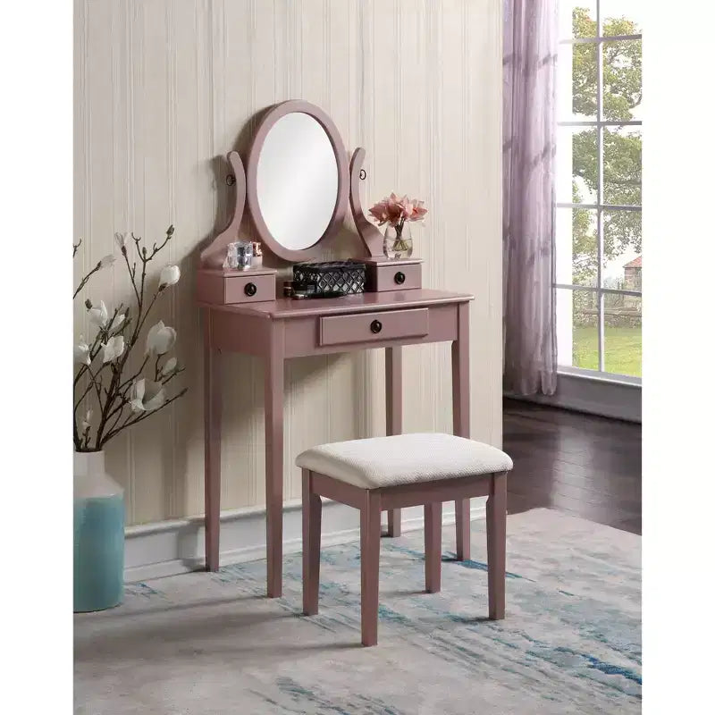 Moniys Wood Moniya Maquillage Coiffeuse et Chaise, Bleu