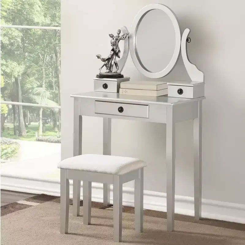 Moniys Wood Moniya Maquillage Coiffeuse et Chaise, Bleu