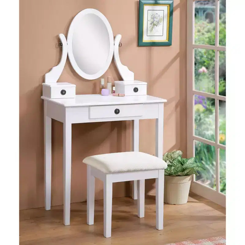 Moniys Wood Moniya Maquillage Coiffeuse et Chaise, Bleu