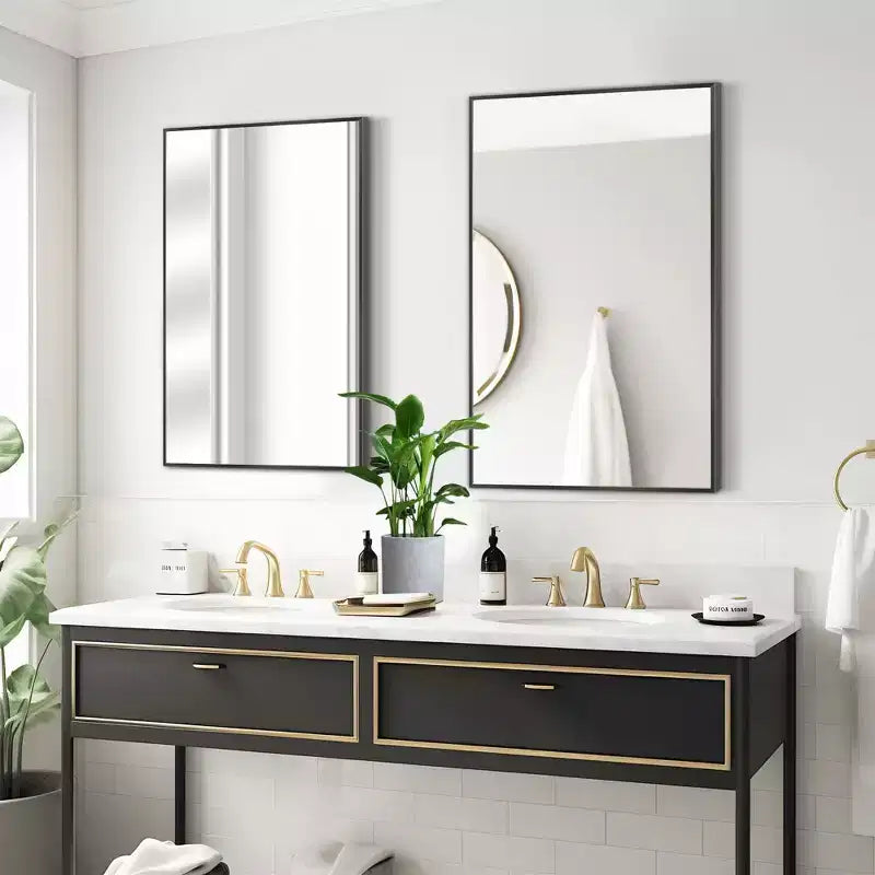 PexFix Lot de 2 miroirs muraux en aluminium à bords fins