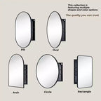 Meuble de salle de bain mural ovale noir TEHOME Cedar avec miroir, meuble de rangement de salle de bain ovale encadré en métal 20x30''