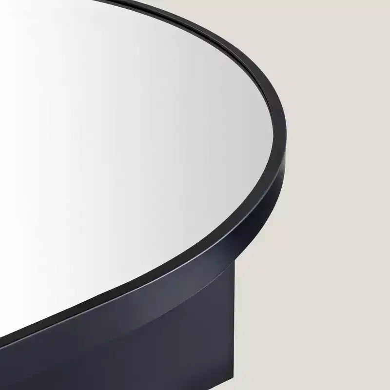 Meuble de salle de bain mural ovale noir TEHOME Cedar avec miroir, meuble de rangement de salle de bain ovale encadré en métal 20x30''