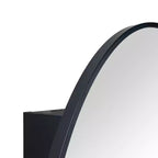 Meuble de salle de bain mural ovale noir TEHOME Cedar avec miroir, meuble de rangement de salle de bain ovale encadré en métal 20x30''