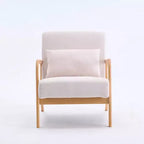 Fauteuil d'appoint moderne FERPIT rembourré avec oreiller lombaire, fauteuil relaxant avec cadre en bois massif et coussin moelleux, beige