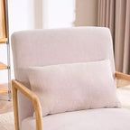 Fauteuil d'appoint moderne FERPIT rembourré avec oreiller lombaire, fauteuil relaxant avec cadre en bois massif et coussin moelleux, beige
