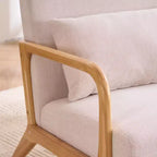 Fauteuil d'appoint moderne FERPIT rembourré avec oreiller lombaire, fauteuil relaxant avec cadre en bois massif et coussin moelleux, beige