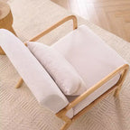 Fauteuil d'appoint moderne FERPIT rembourré avec oreiller lombaire, fauteuil relaxant avec cadre en bois massif et coussin moelleux, beige