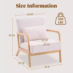Fauteuil d'appoint moderne FERPIT rembourré avec oreiller lombaire, fauteuil relaxant avec cadre en bois massif et coussin moelleux, beige