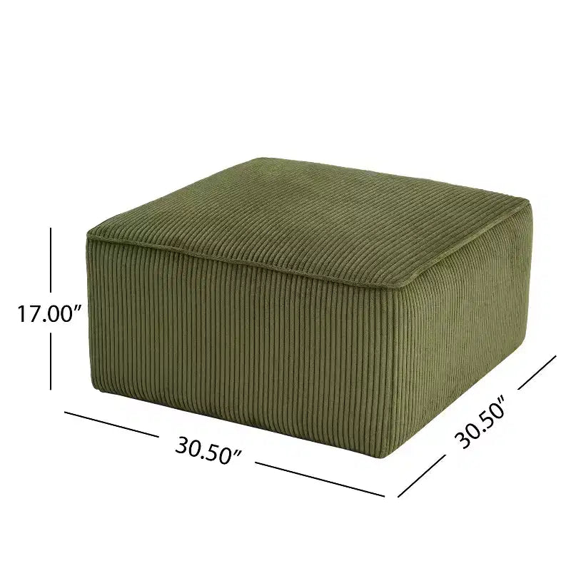 Christopher Knight Home Ottoman carré d'appoint Hayes en velours côtelé et bois, Vert olive