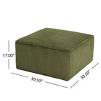 Christopher Knight Home Ottoman carré d'appoint Hayes en velours côtelé et bois, Vert olive