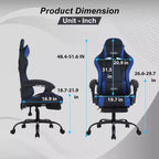 FDW Chaise de jeu Chaise de bureau de course avec repose-pieds Support lombaire Appui-tête Accoudoir Chaise de gamer PC réglable à roulettes pivotante