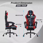 FDW Chaise de jeu Chaise de bureau de course avec repose-pieds Support lombaire Appui-tête Accoudoir Chaise de gamer PC réglable à roulettes pivotante