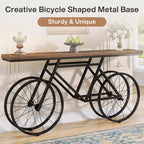 Tribesigns Table console étroite de 180 cm avec base en métal en forme de vélo, longue table de canapé derrière le canapé pour l'entrée du salon