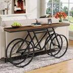 Tribesigns Table console étroite de 180 cm avec base en métal en forme de vélo, longue table de canapé derrière le canapé pour l'entrée du salon