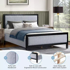 Lit plateforme Christopher Knight Home Verve contemporain en bois d'hévéa rembourré avec tête de lit