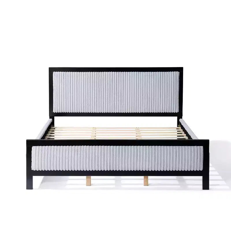 Lit plateforme Christopher Knight Home Verve contemporain en bois d'hévéa rembourré avec tête de lit