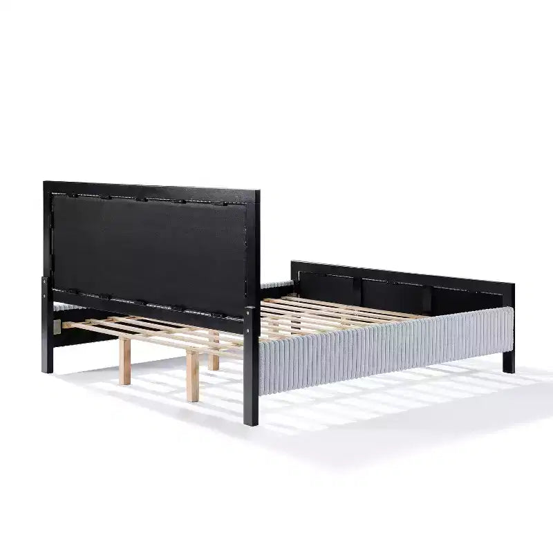 Lit plateforme Christopher Knight Home Verve contemporain en bois d'hévéa rembourré avec tête de lit