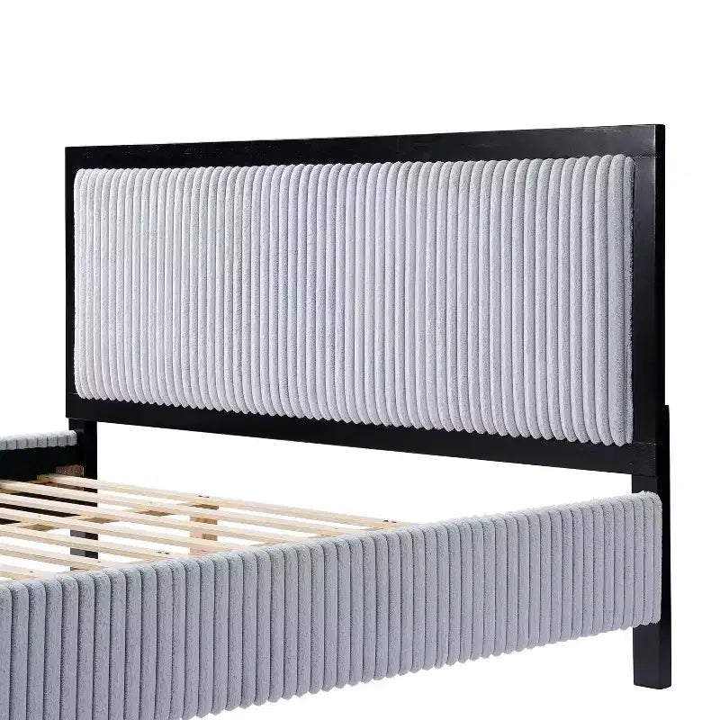 Lit plateforme Christopher Knight Home Verve contemporain en bois d'hévéa rembourré avec tête de lit