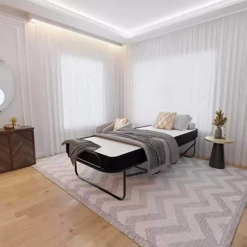 Continental Sleep, lit pliant escamotable de 40 cm avec 5 matelas en mousse à mémoire de forme, cadre pliant en métal robuste, idéal pour adultes et enfants