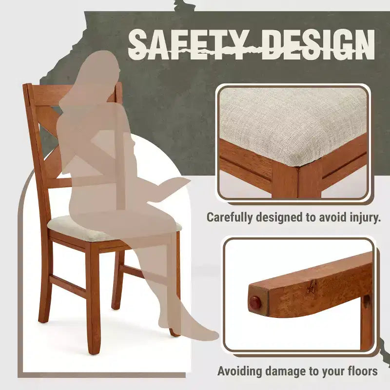 EROMMY Chaises de salle à manger rembourrées en bois massif avec pieds antidérapants, chaises d'appoint pour table de salle à manger (lot de 2)