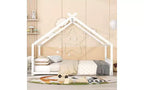 Lit élégant en métal pleine grandeur avec cadre en forme de maison pour chambres stylées