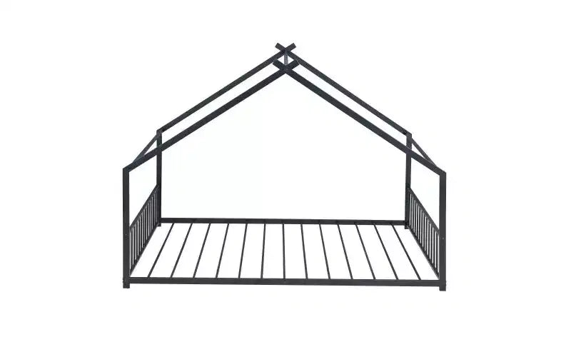 Elegant Full-Size Metal Bed with House Design Frame for Stylish Bedrooms