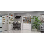 Commode de salon Famapy, multi-rangements avec étagère ouverte, blanche