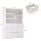 Commode de salon Famapy, multi-rangements avec étagère ouverte, blanche