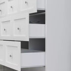 Commode de salon Famapy, multi-rangements avec étagère ouverte, blanche