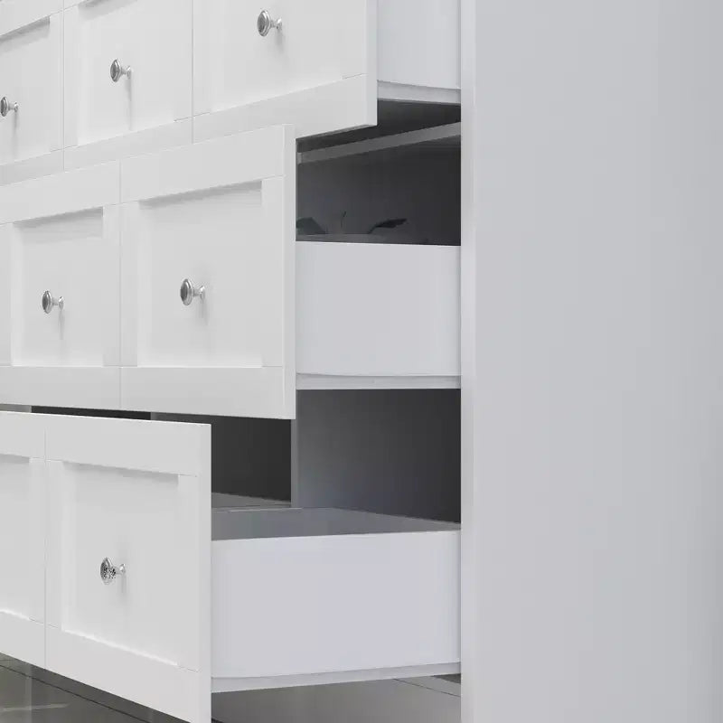 Commode de salon Famapy, multi-rangements avec étagère ouverte, blanche