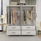 Armoire en bois blanc Keloyid de 160 cm avec 4 tiroirs et 4 portes